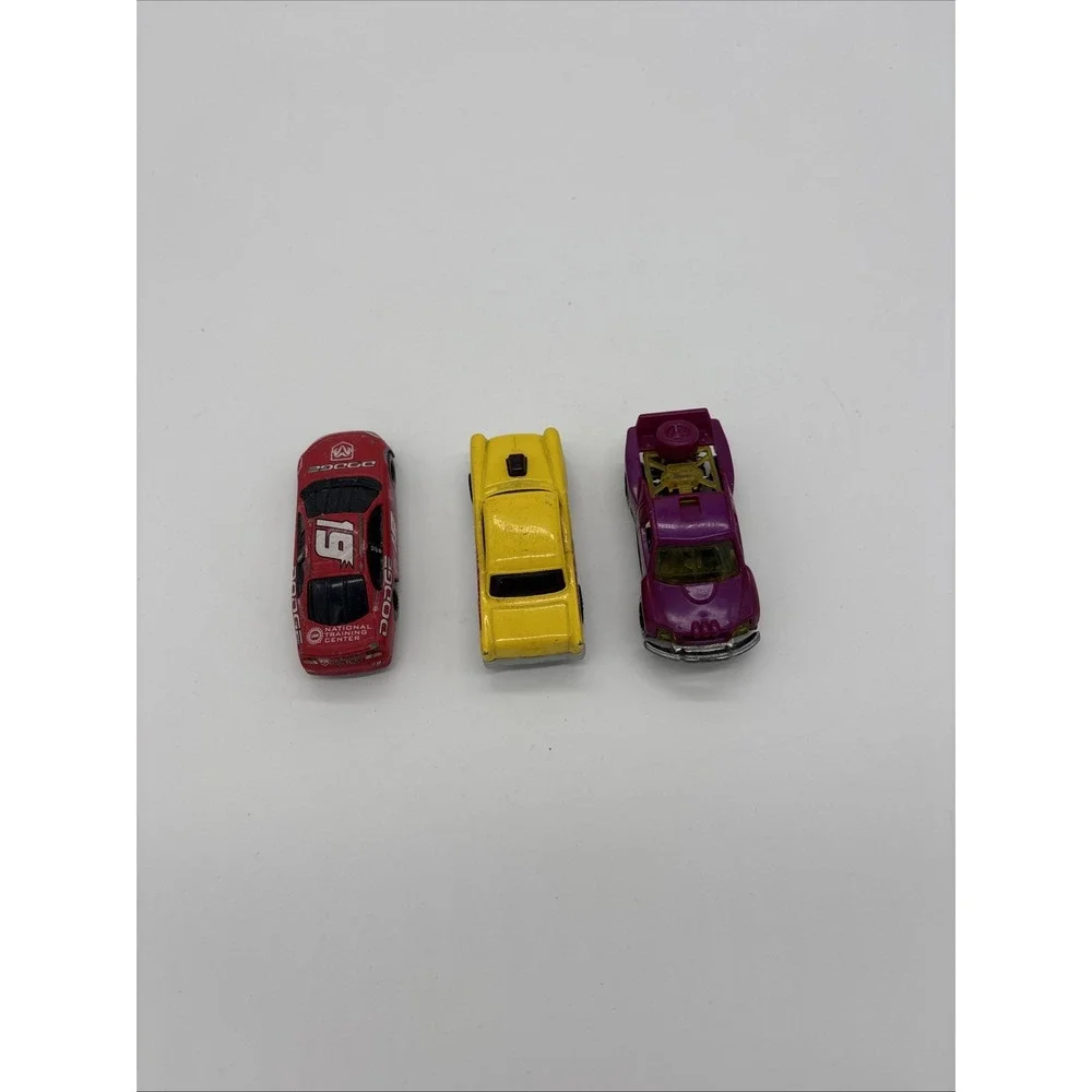 3 Vintage Hot Wheels Cars. Red Dodge , purple Off Track  Racer‎ And Yellow Chevy